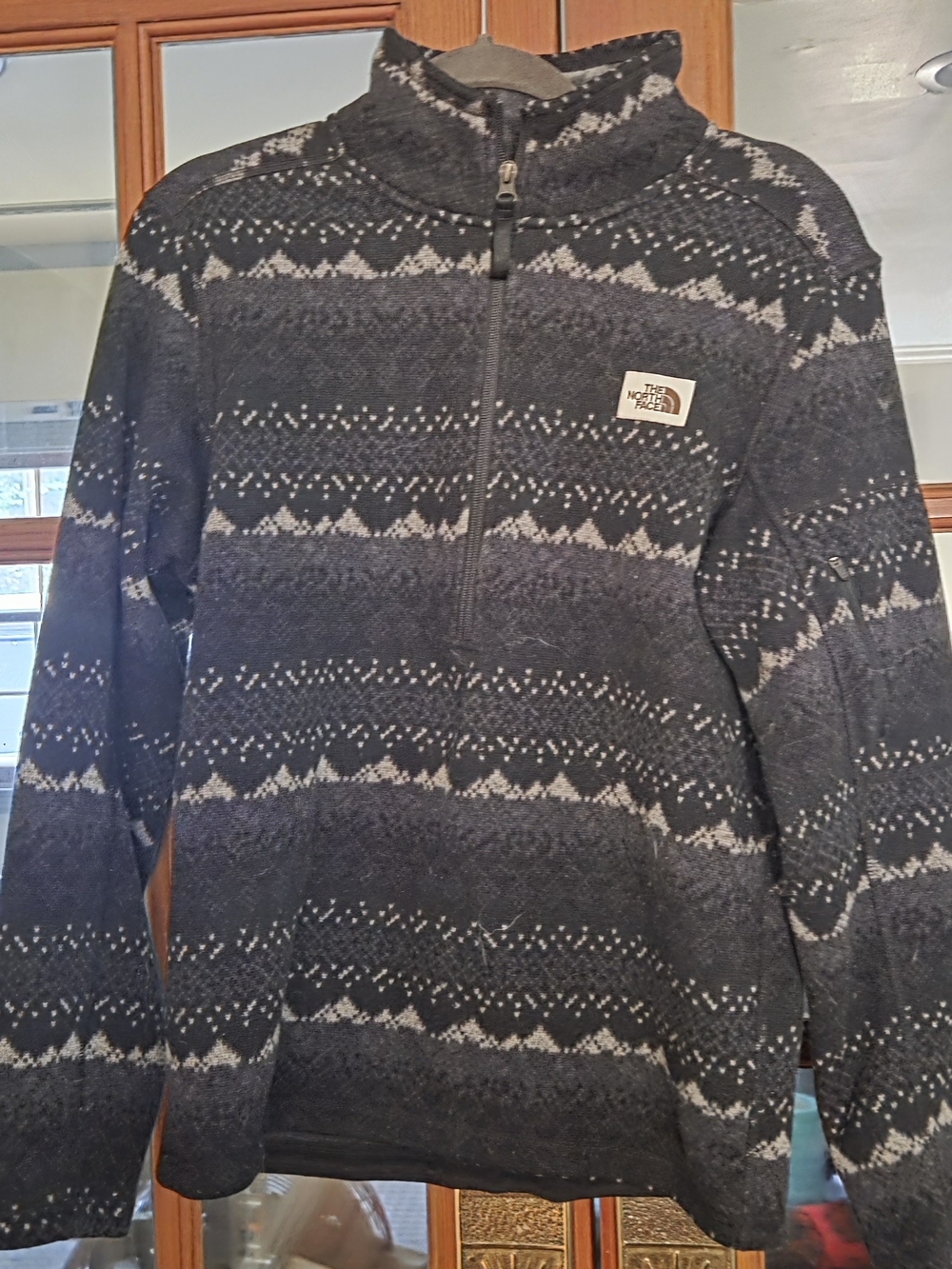 The North Face Men's Black and White Patterned Zip Pullover